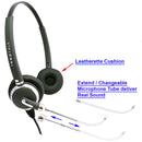 Replaceable Voice Tube Microphone Binaural Headset + 2.5 mm Headset Adapter with Jabra Compatible QD as Office Headset