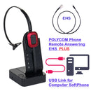 Polycom VVX101, VVX201, VVX300, VVX301, VVX310, VVX311, VVX150, VVX250, VVX350, VVX400, VVX401, VVX410, VVX411, VVX450, VVX500, VVX501, VVX600, VVX601, VVX1500 Wireless Headset with Wireless Computer USB Headset Feature