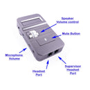 Headset Amplifier with Plantronics Compatible QD Voice Tube Pro Binaural Headset at Call Center for Most Desk Phone