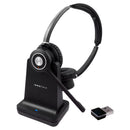 Stereo Wireless Bluetooth Headset as Professional Phone Call Headset Headphone with noise cancelling microphone includes USB Dongle for Computer Softphones, iPhone