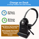 Stereo Wireless Bluetooth Headset as Professional Phone Call Headset Headphone with noise cancelling microphone includes USB Dongle for Computer Softphones, iPhone