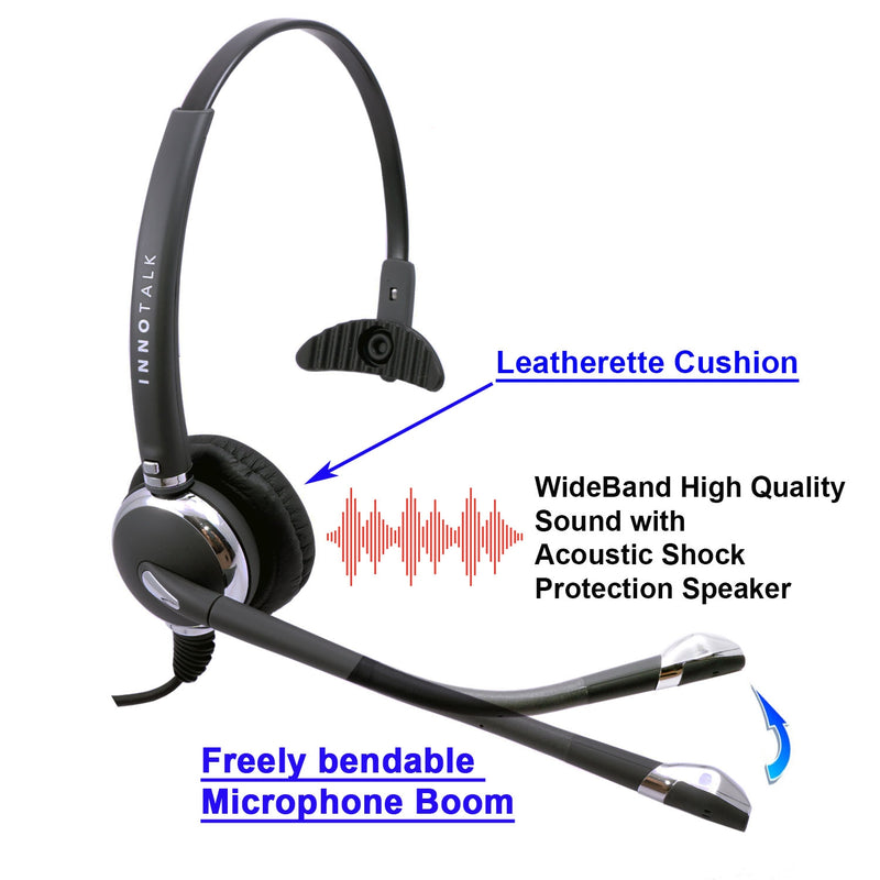 Phone headset - Deluxe Pro Noise Cancelling Mic, Swiveling Shock Protection Speaker Headset in Plantronics Compatible QD