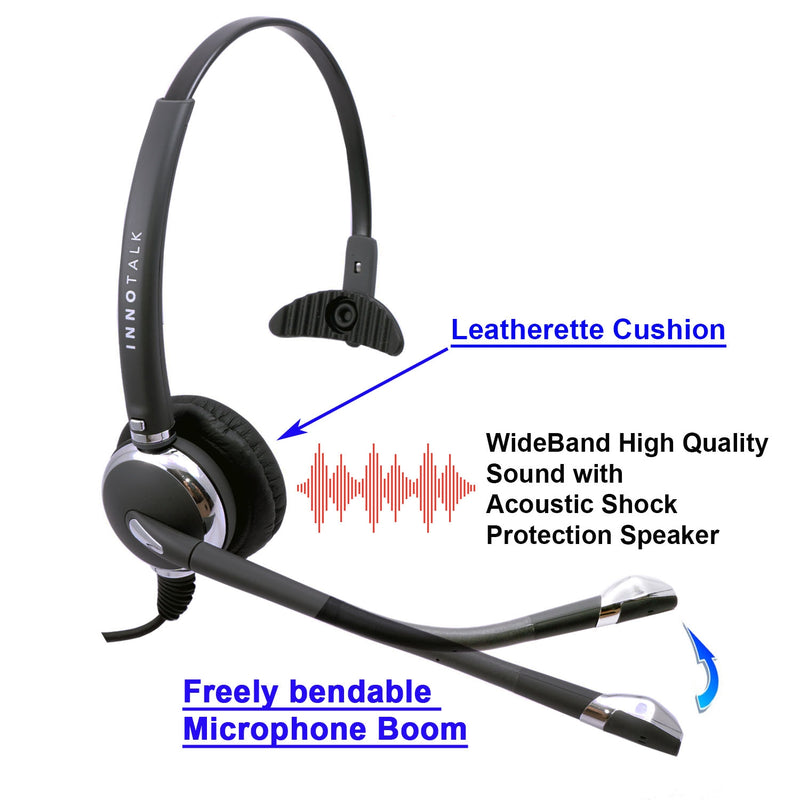 RJ9 u10p cord Headset, Best Professional Monaural Headset with Noise Cancel Mic Headset with Plantronics Compatible QD