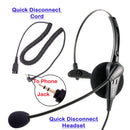 Jabra Compatible QD 2.5 mm Headset Combo - Low Cost Professional Monaural headset + 2.5 mm Headset Jack as Office Headset
