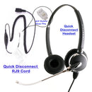 RJ9 Headset Universal - Professional Voice Tube Headset in Jabra compatible QD + Universal Compatiblity RJ9 Headset Adapter