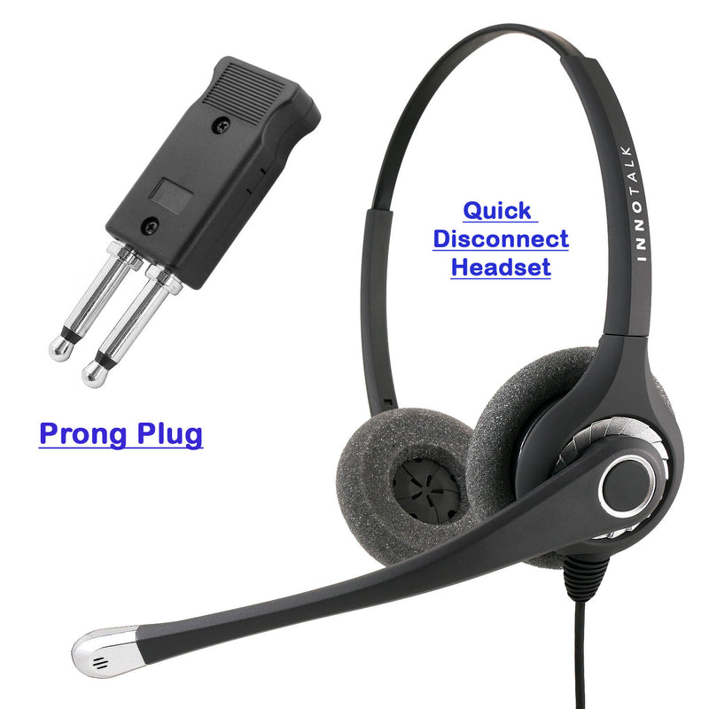 Prong Plug Superb Sound Professional Noise Cancel Binaural Headset built in Plantronics Compatible QD as Office Headset