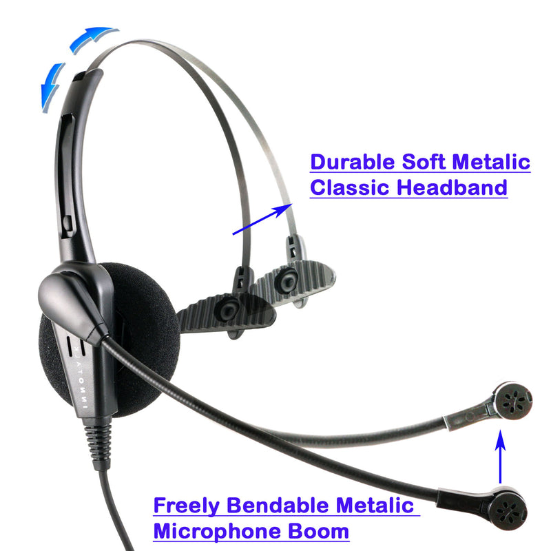 INNOTALK Economic Monaural Headset + Short 2.5 mm Headset Adapter built in Plantronics Compatible QD for Cell phone