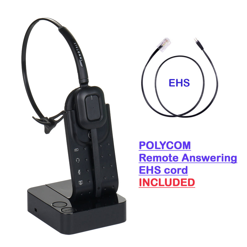 Wireless Headset Polycom VVX300, VVX310, VVX400, VVX410 - desk office phone call center Wireless headset + Polycom EHS cord Bundle