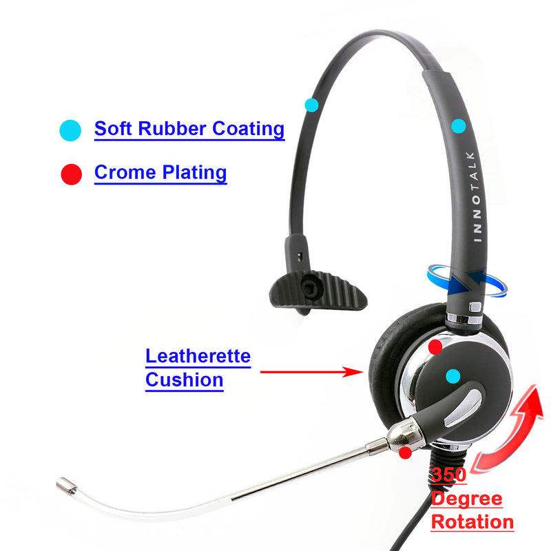 Voice Tube Monaural PC Headset with USB Headset Adapter, Volume control and Mute in-line control - Jabra compatible QD