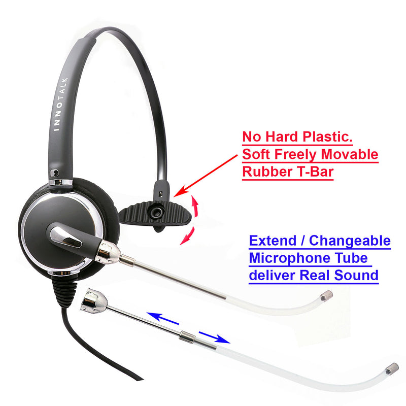 Changeable Voice Tube Monaural 2.5mm Headset - Swiveling Speaker Pro Headset + 2.5 mm Headset Adapter built in Jabra Compatible QD