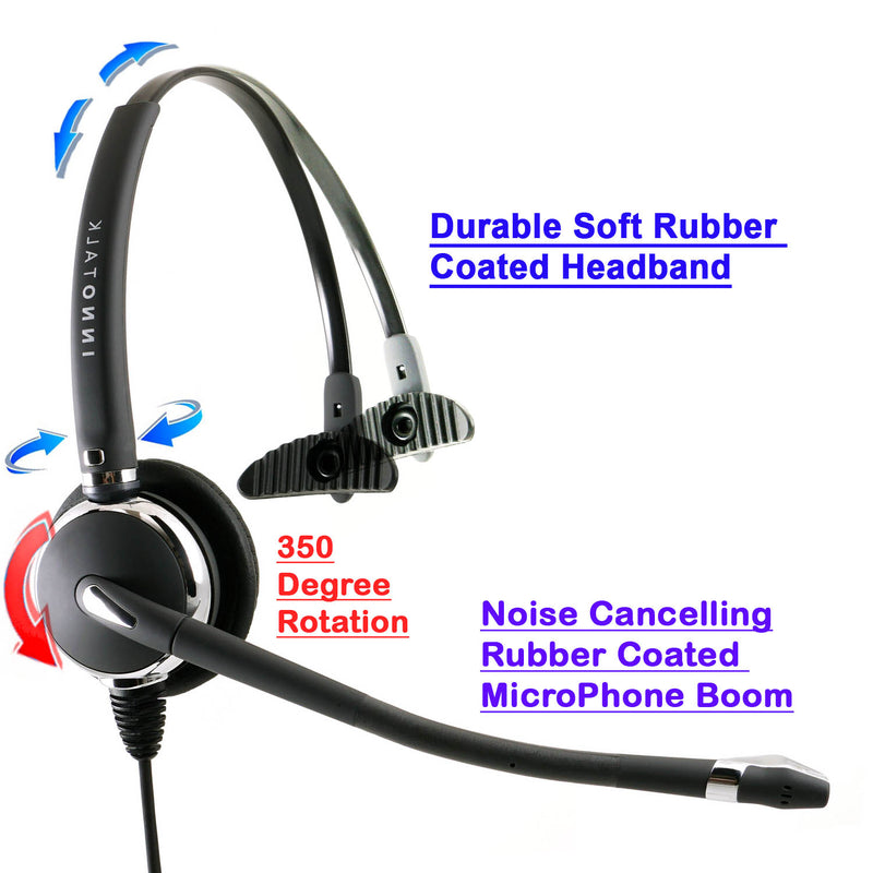 RJ9 headset - Jabra Compatible QD Package - Deluxe Pro Monaural Headset in Swiveling Shock Protection Receiver + RJ9 adapter