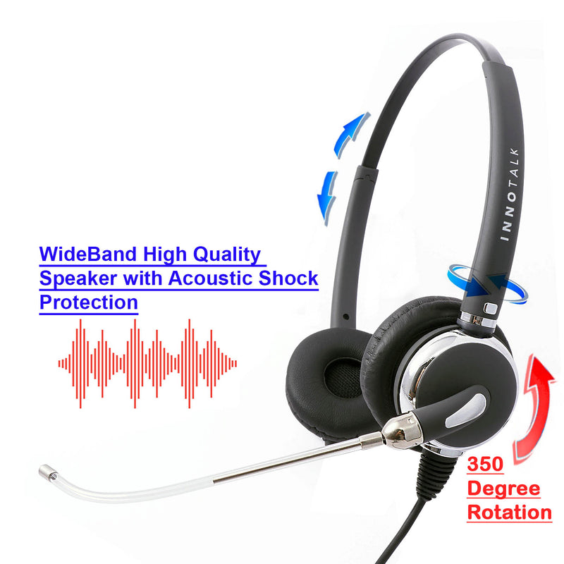 Swiveling Speaker and Replaceable Voice Tube Microphone Headset + 2.5mm Headset Jack in Jabra Compatible QD