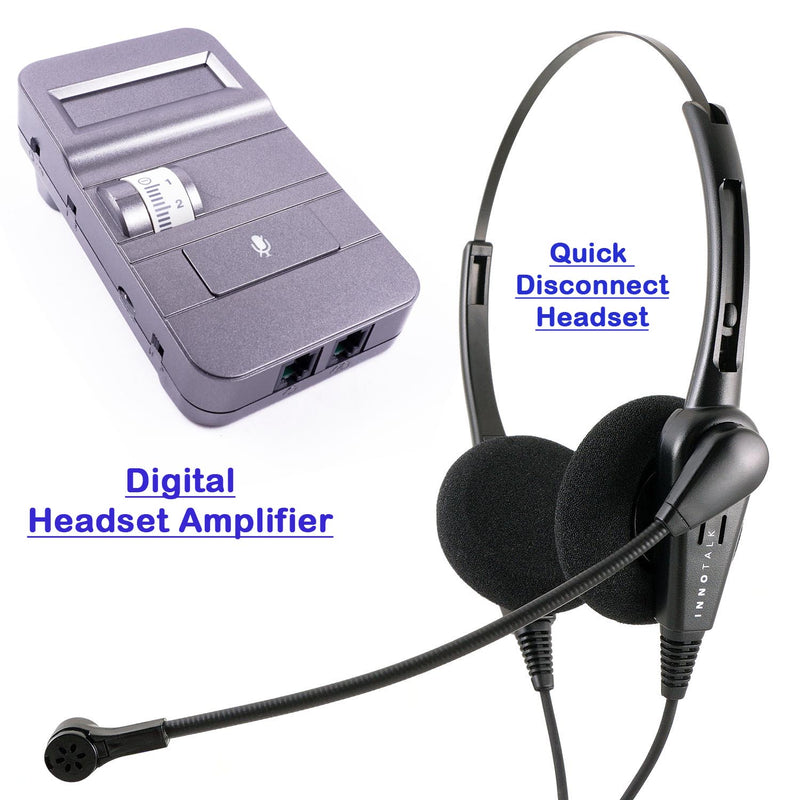 Headset System Superb Deal - Jabra Compatible QD Phone Headset + Headset Amplifier with essential features at Call center