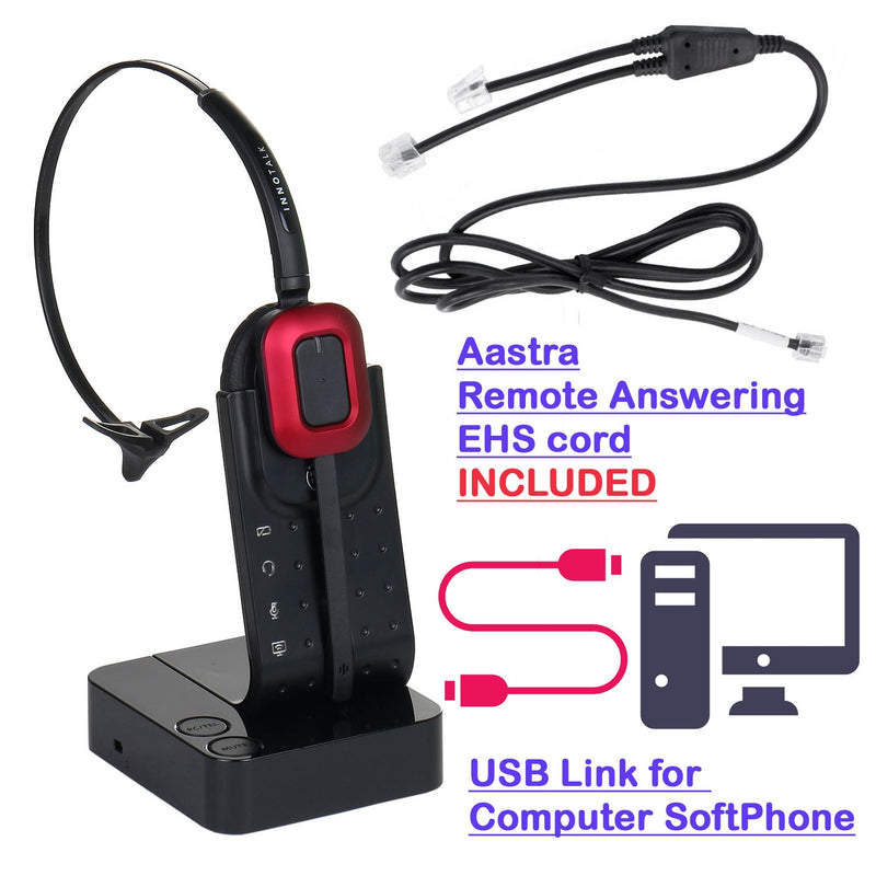 Aastra / Mitel 5380, 6771, 7434ip, office 70ip, office 80ip Unified Wireless Headset bundle - Wireless headset + EHS cord