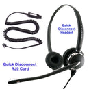 Best Headset for Avaya 1416, 2420, 4610, 5420, 5620, 9406, 9508 - Plantronics compatible QD Pro Binaural Headset + Avaya HIC Headset Cord