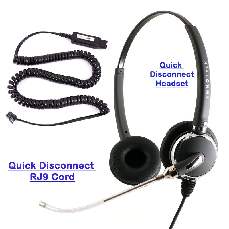 Voice Tube Binaural Headset for Avaya 9404, 9406, 9408, 9504, 9508 Phone - Plantronics compatible QD Headset + Avaya Headset HIC cord