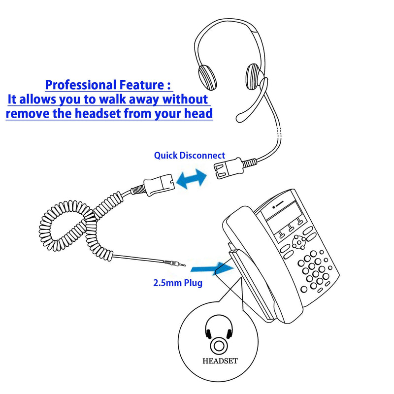 Plantronics Compatible QD cord Combo - InnoTalk Superb Sound Pro Binaural Headset + 2.5 mm headset jack