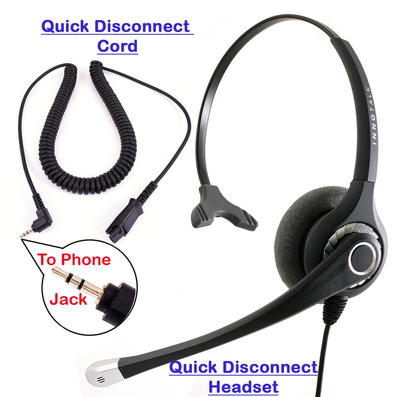 Plantronics Compatible Best Sound Monaural Headset + 2.5 mm Headset Jack Combo for Desk Phone as Office Headset