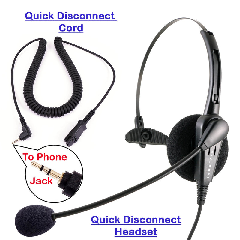 Phone headset, Economic Classic Monaural Headset with Plantronics Compatible 2.5mm QD for Call Center, Telemarketing.