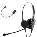 Economic Binaural headset + 8 inch length 2.5 mm headset adapter built in Plantronics Compatible QD
