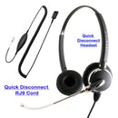 Voice Tube Binaural Headset for Avaya 1600, 9600 Phone - Plantronics compatible QD Headset with Avaya IP phone adapter