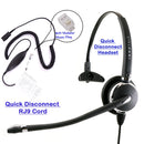RJ9 Headset Universal - Swiveling Wide band Receiver Best Pro Monaural Headset + Universal Compatibiity RJ9 Headset Adapter