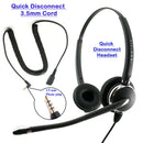 INNOTALK Deluxe Binaural Headset with a Long 3.5 mm Computer Headset Adapter Cable