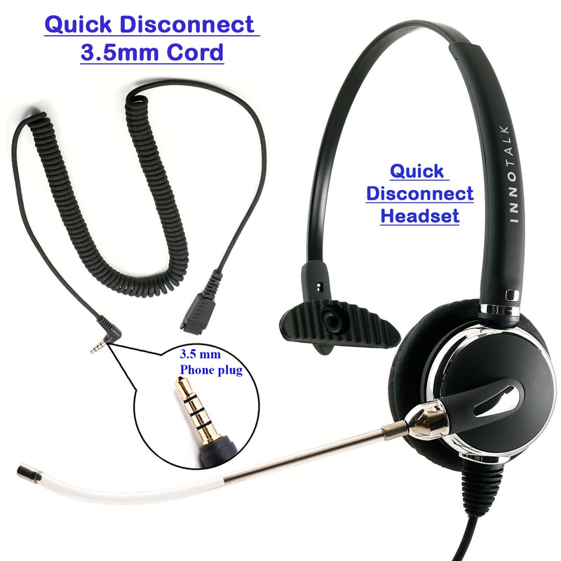 Voice Tube Mic 3.5mm Computer Monaural Headset - Changeable Voice Tube with Swiveling Speaker Professional Monaural Headset