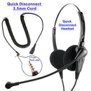 Economic Binaural Professional Noise Cancelling 3.5 mm Headset with a Quick Disconnect Headset Adapter Cable for Computer