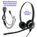 INNOTALK Deluxe Binaural Headset with Dual 3.5 mm Plugs Headset Adapter Cable for Desktop Computer Sound Card