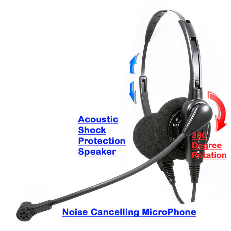 Noise cancelling Computer headset with USB Adapter built in In-Line control Board, Volume and Mute control, Jabra compatible QD