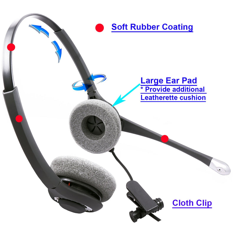 Phone headset - Sound emphasis Pro Binaural Headset built in Plantronics Compatible QD as Call Center Headset