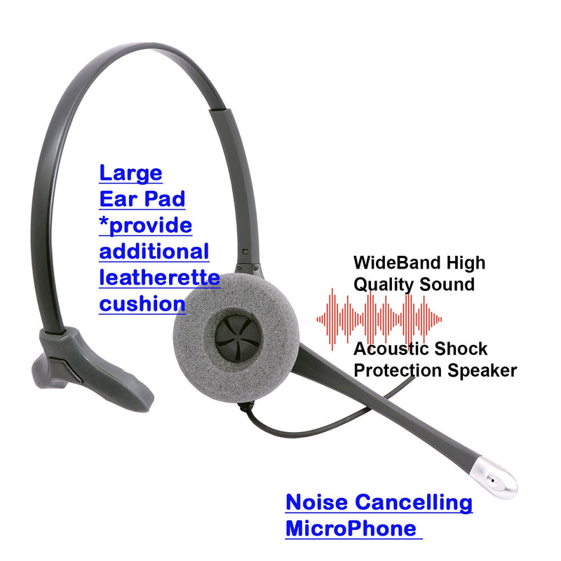 Avaya 4621, 4622, 4624, 4625, 4630 Phone Headset - Plantronics compatible QD Supersonic Monaural Headset