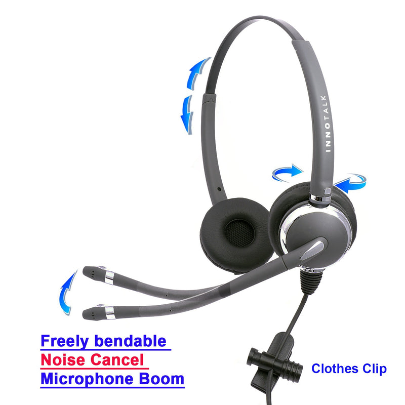 Plantronics Compatible QD 2.5mm Headset Combo, Best Pro Binaural Headset with 2.5 mm headset jack as Office Headset